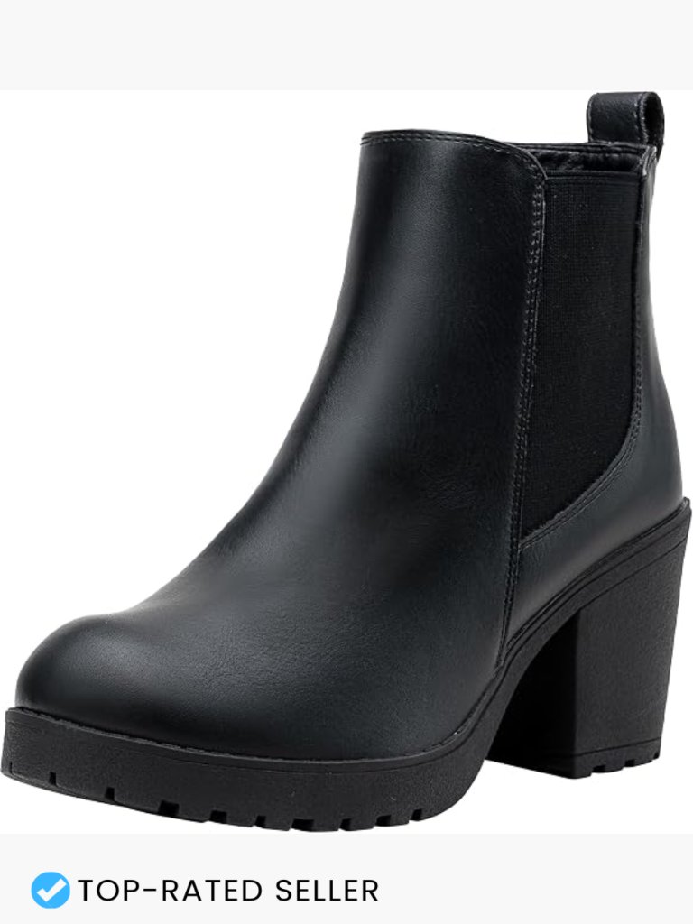 Chunky Platform Chelsea Ankle Booties Block Heel Lug Sole Zip Side Elastic